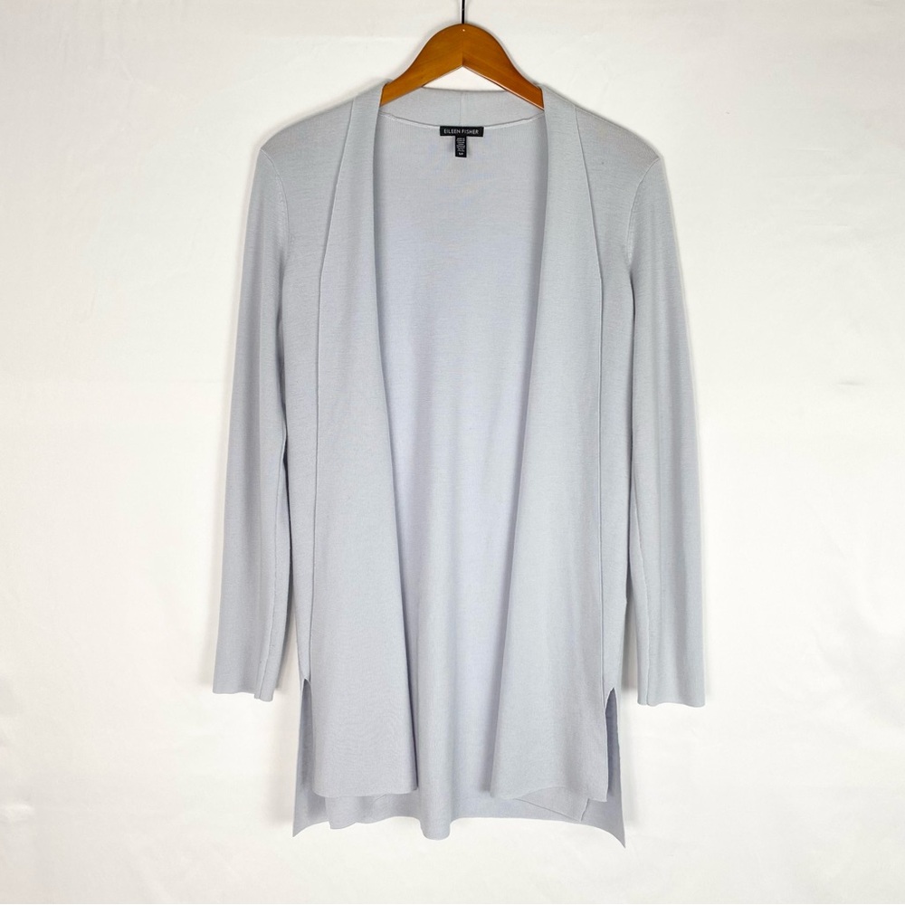 Eileen Fisher‎ Fine Merino Cardigan in Regenerative Wool Blue Size Small